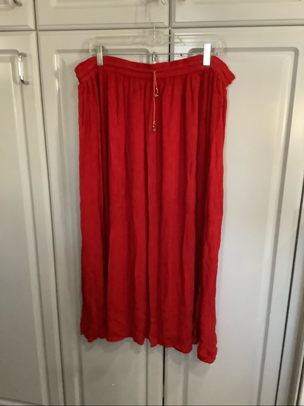 First Class Vtg Crinkle Fabric Maxi Skirt, Drawstring Elastic Band Waist Sz XL